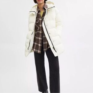 coach white mid length puffer